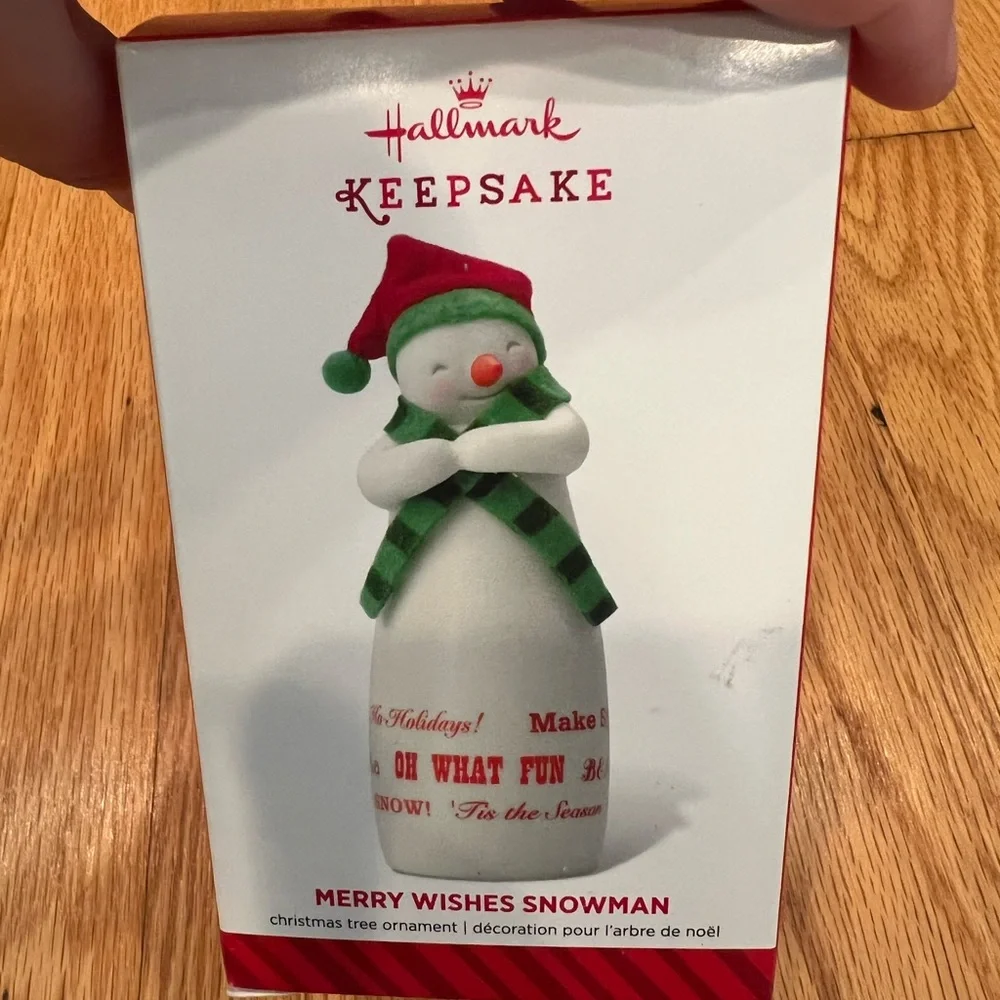 Merry wishes snowman ornament